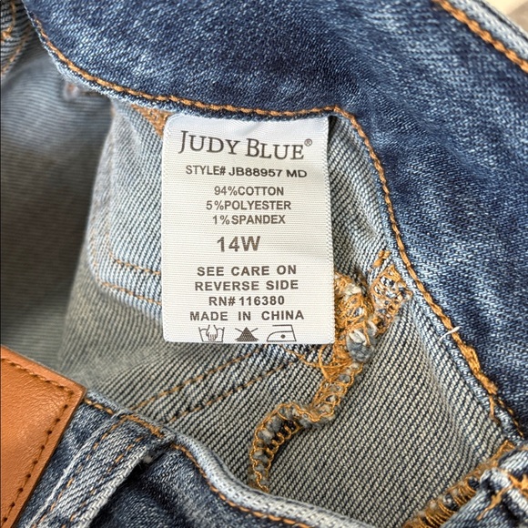 Judy Blue High Waist Double Button Star Front Seam Wide Leg Denim Jeans 14W x 32 - Picture 8 of 15
